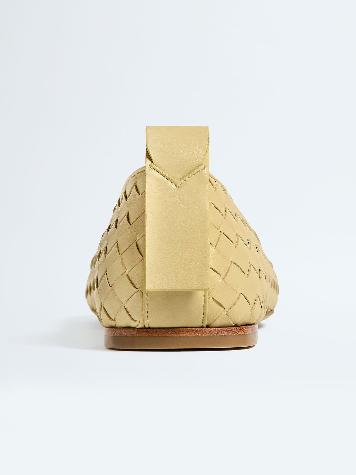 Yellow Woven Vegan Leather Square-Toe Classic Slip-On Ballet Flats