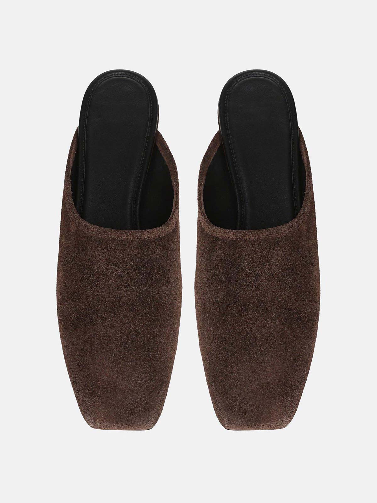 Coffee Faux Suede Square-Toe Chic Backless Simple Flats