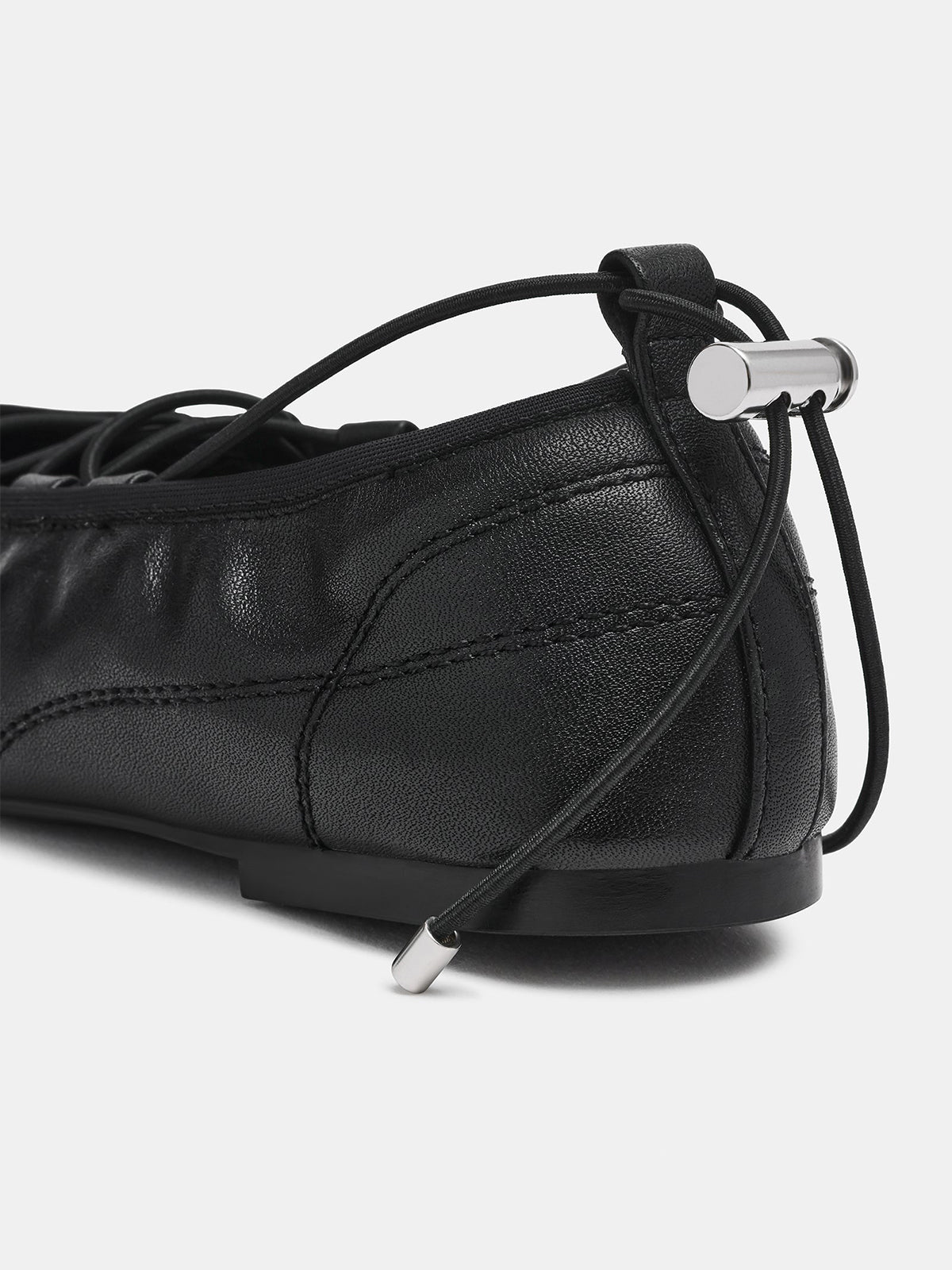 Black Round-Toe Elastic Adjustable Closure Ballet Sneakers