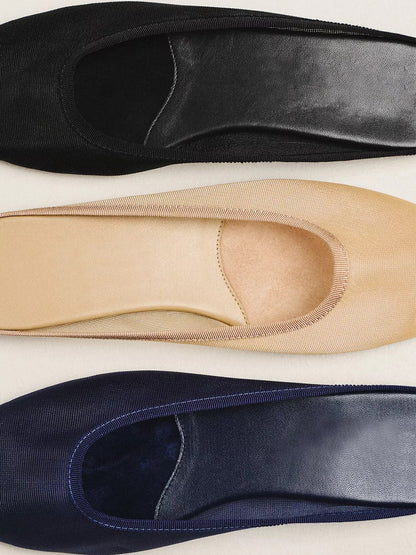 Nude Mesh Round-Toe Slip-On Backless Mules Flats