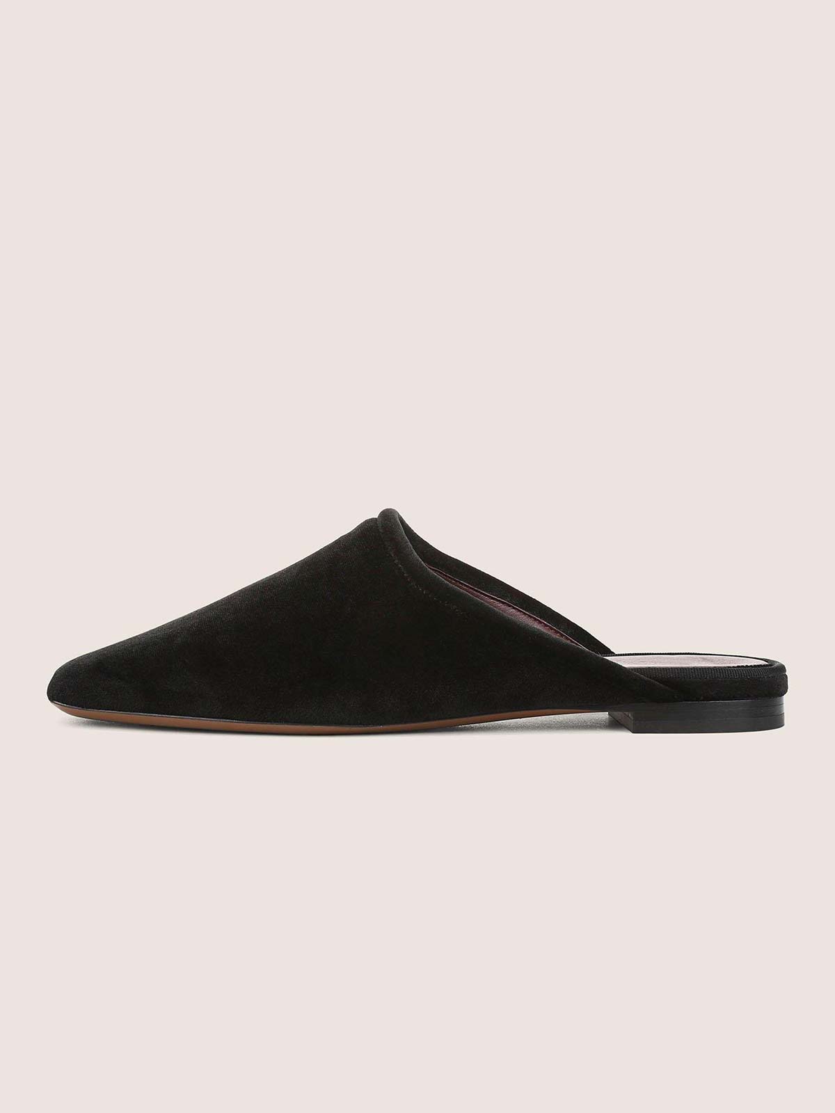 Black Faux Suede Square-Toe Chic Backless Simple Flats