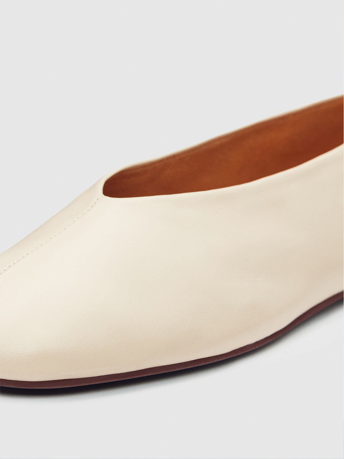 Cream Square-Toe Simple Ballet Chic Flats