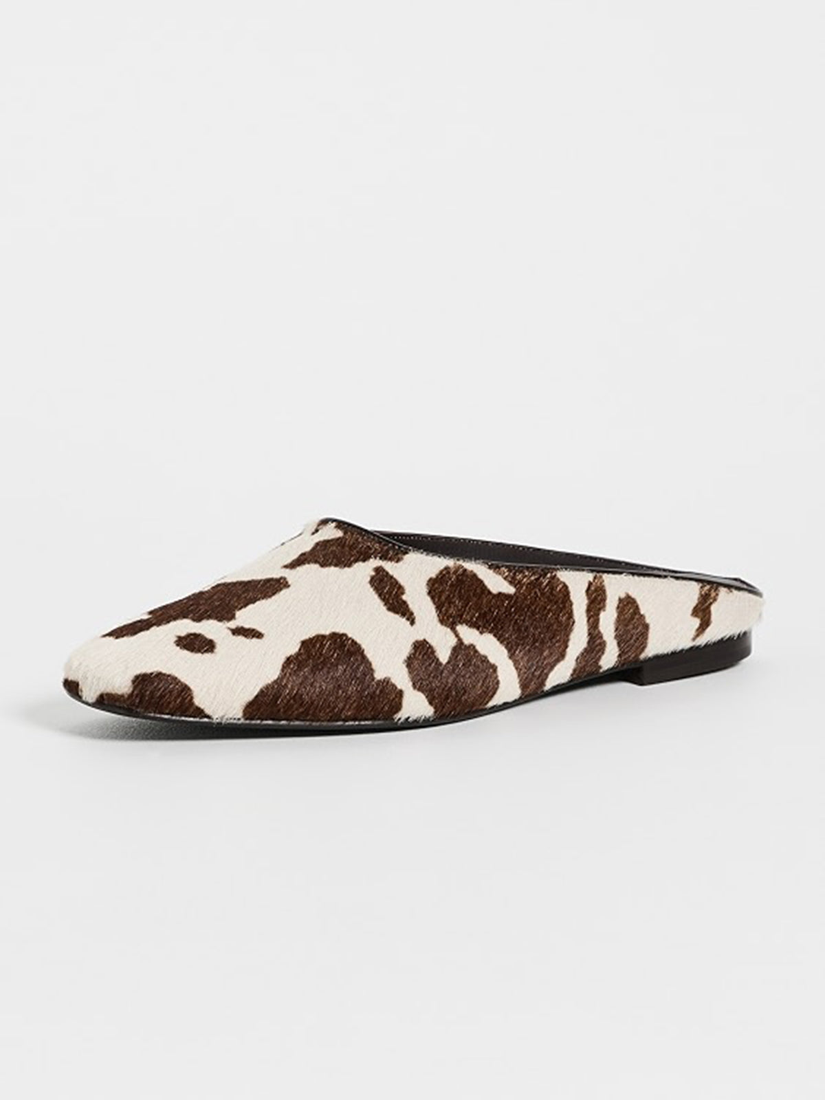Backless Square-Toe Slip-On Chic Flats - Cow Pattern