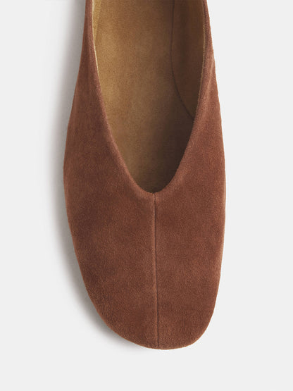 Sienna Faux Suede Square-Toe Simple Ballet Chic Flats