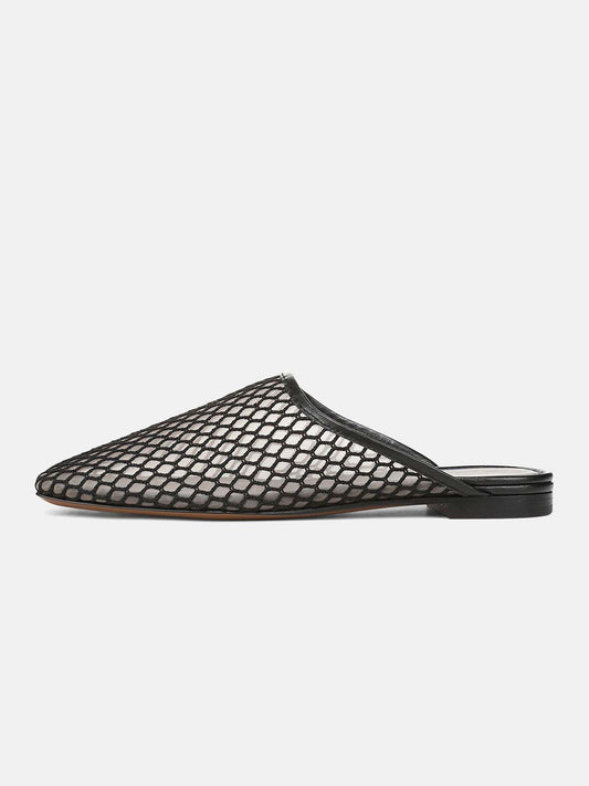 Black Mesh Square-Toe Chic Backless Simple Flats