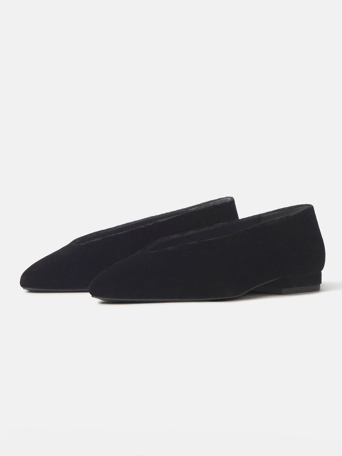 Black Velvet Pointed-Toe Slip-On Simple Ballet Flats