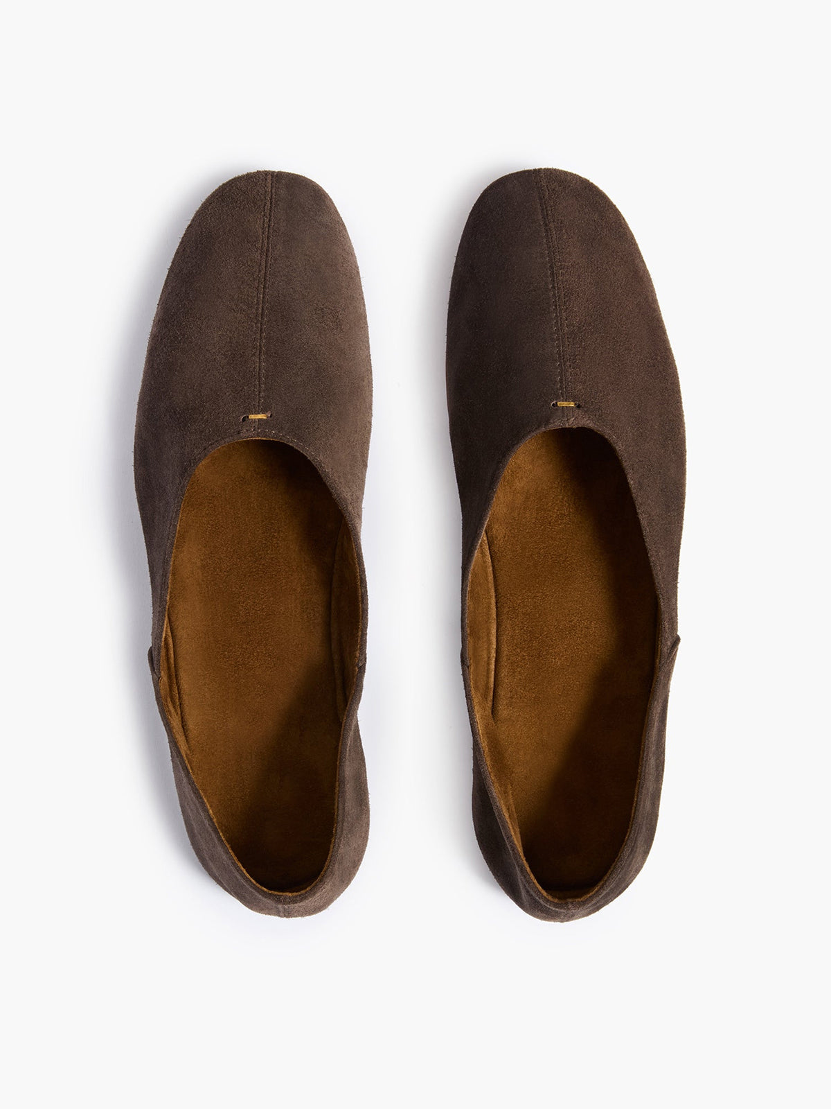 Slip-On Round-Toe Simple Ballet Flats - Brown Faux Suede