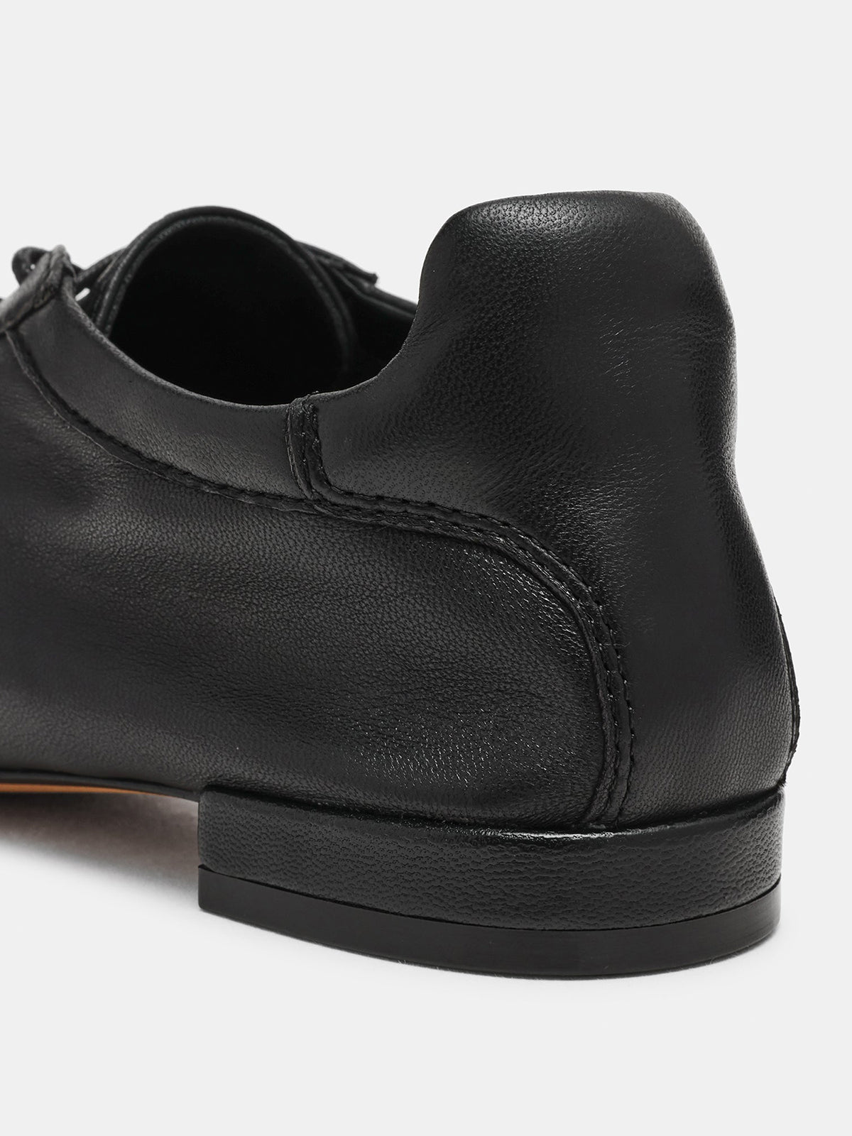 Black Square-Toe Simple Lace-Up Chic Flats