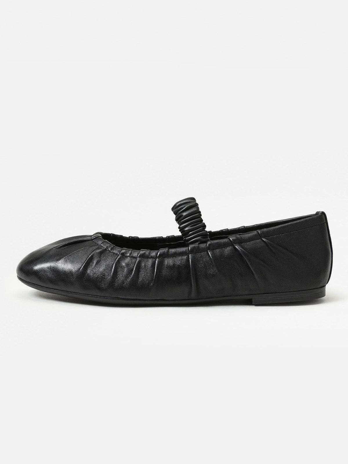 Black Square-Toe Elastic Mary Jane Classic Ballet Flats