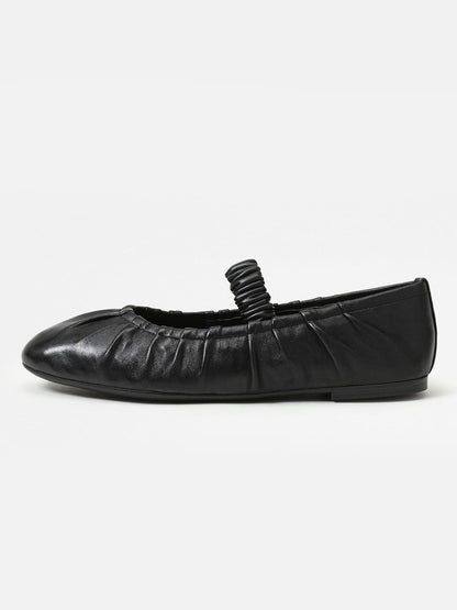 Black Square-Toe Elastic Mary Jane Classic Ballet Flats