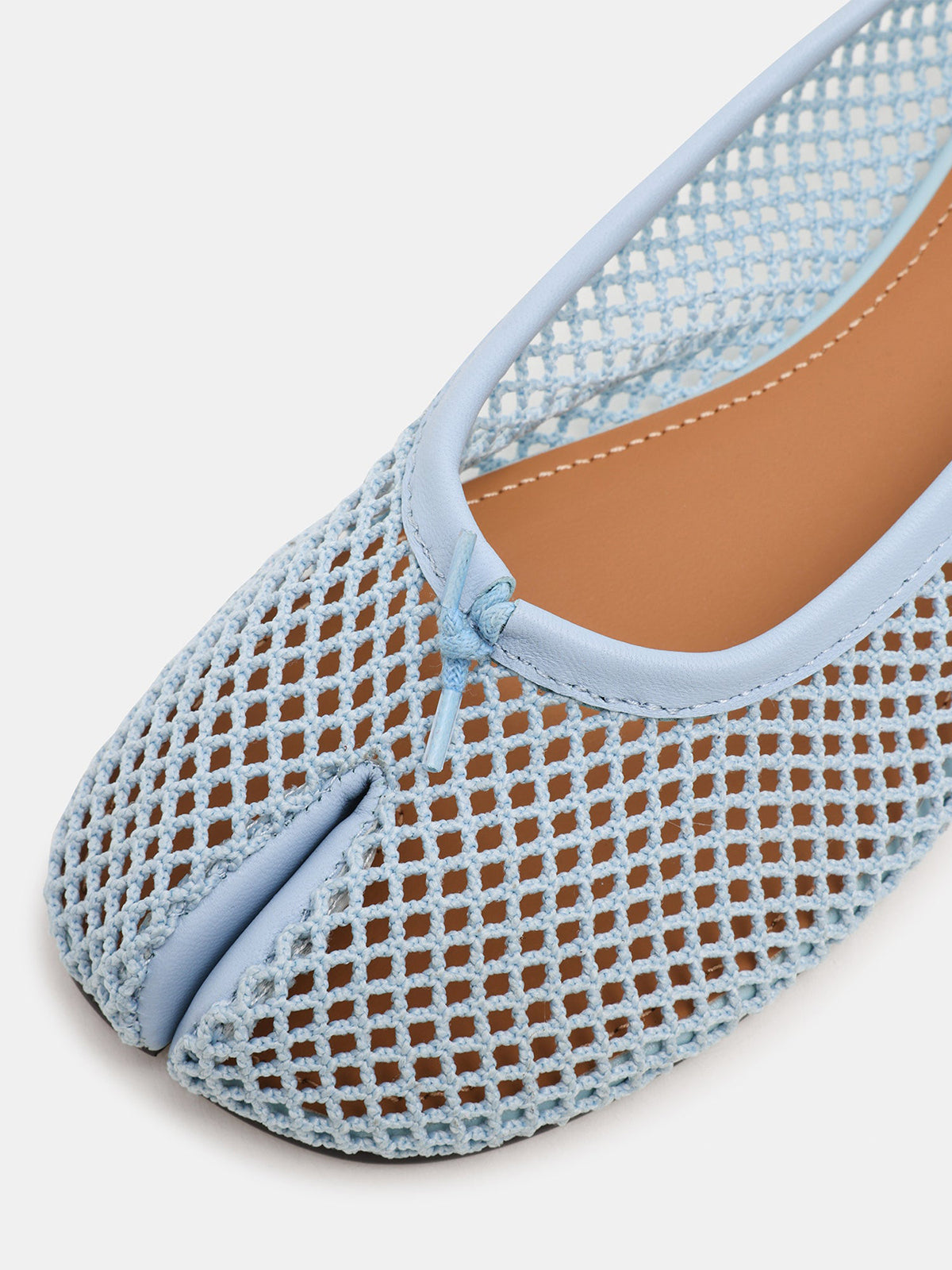 Blue Mesh Split-Toe Slip-On Ballet Flats