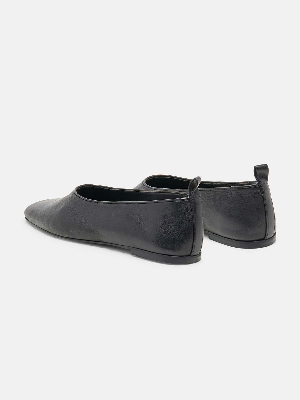 Black Square-Toe Slip-On Simple Flats