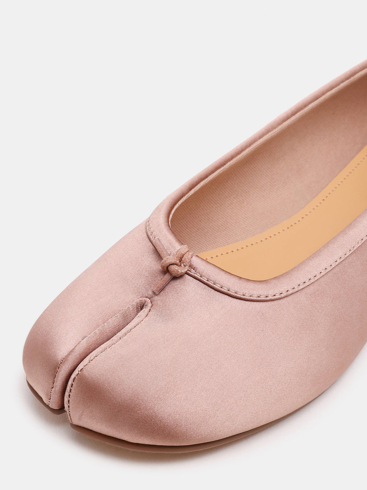 Pink Satin Split-Toe Slip-On Ballet Flats