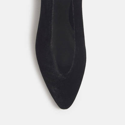 Chic Slip-On Pointed-Toe Simple Ballet Flats - Black Velvet