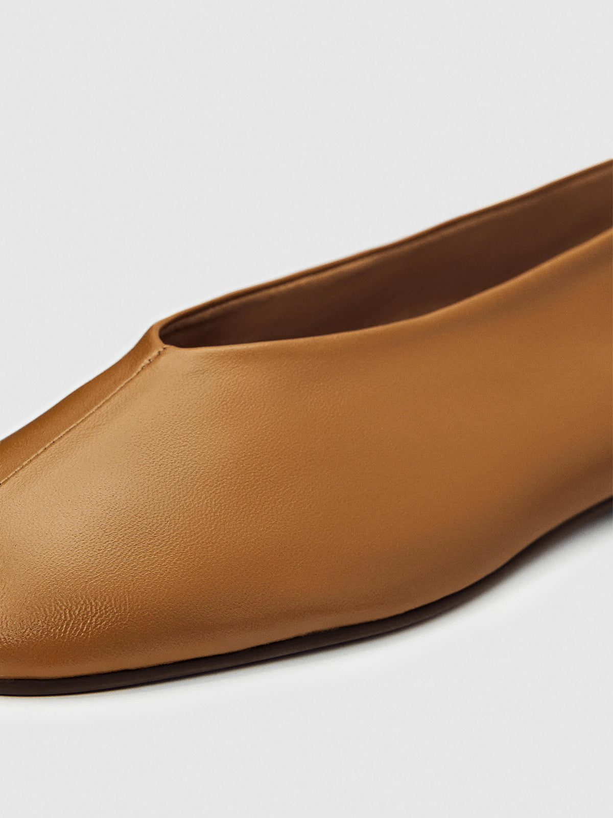 Tan Square-Toe Simple Ballet Chic Flats