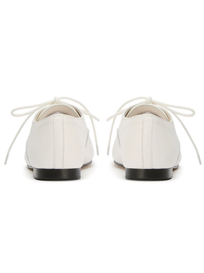 White Round-Toe Chic Slip-On Lace-Up Sporty Flats
