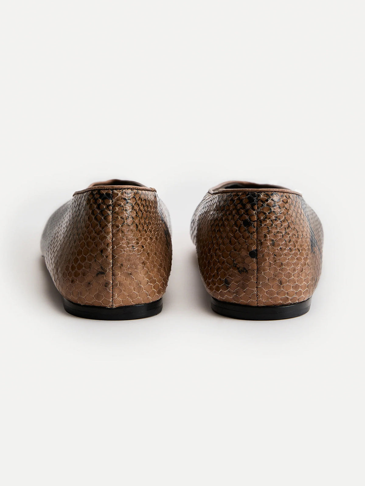 Snakeskin Pattern Square-Toe Slip-On Ballet Flats
