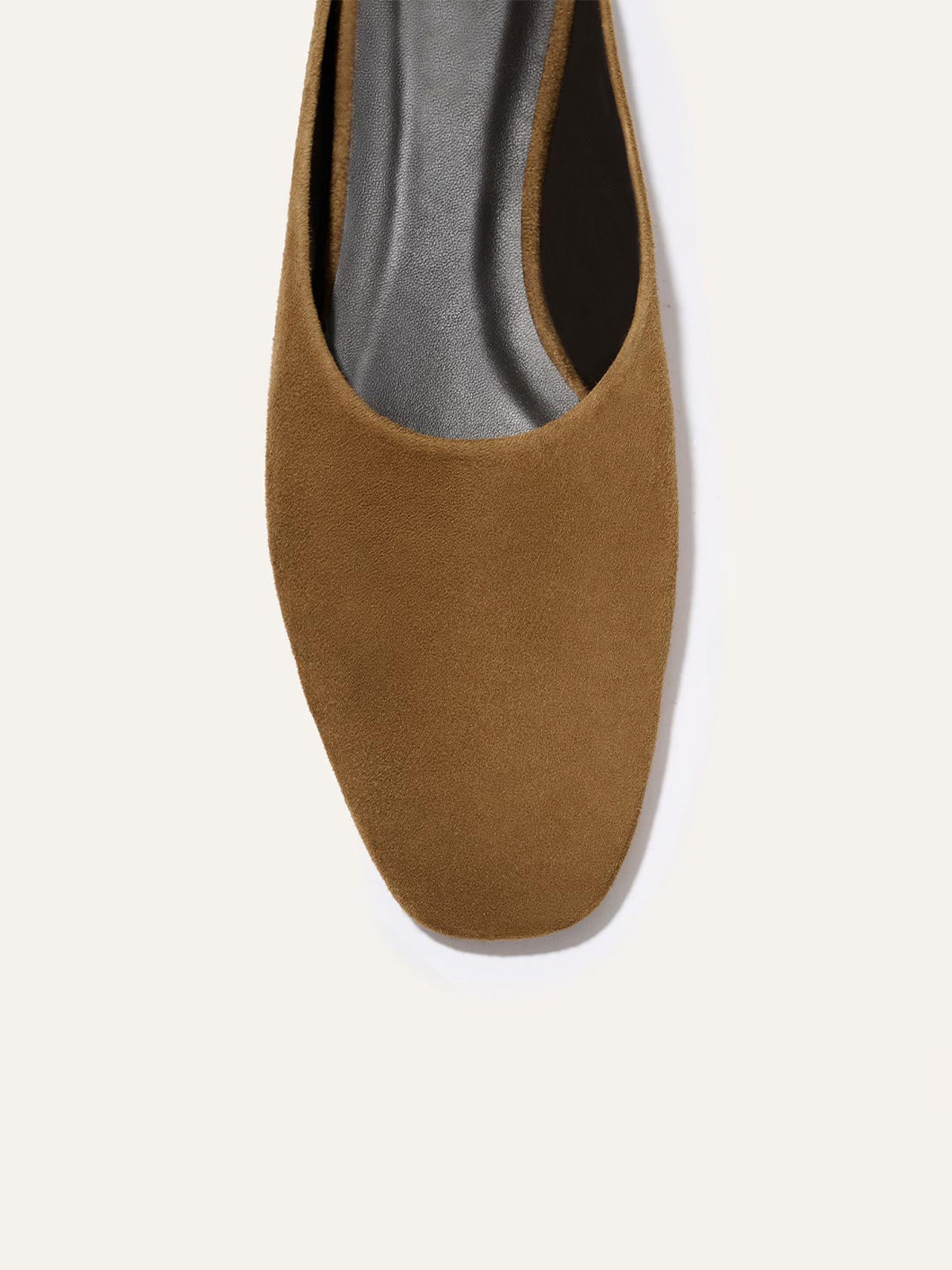 Backless Square-Toe Slip-On Chic Flats - Dark Tan Faux Suede