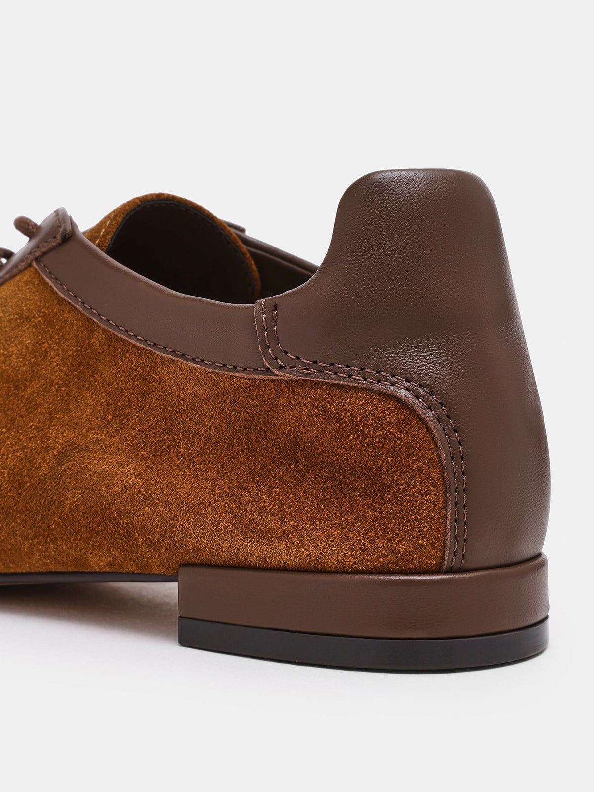 Tan Square-Toe Simple Lace-Up Chic Flats