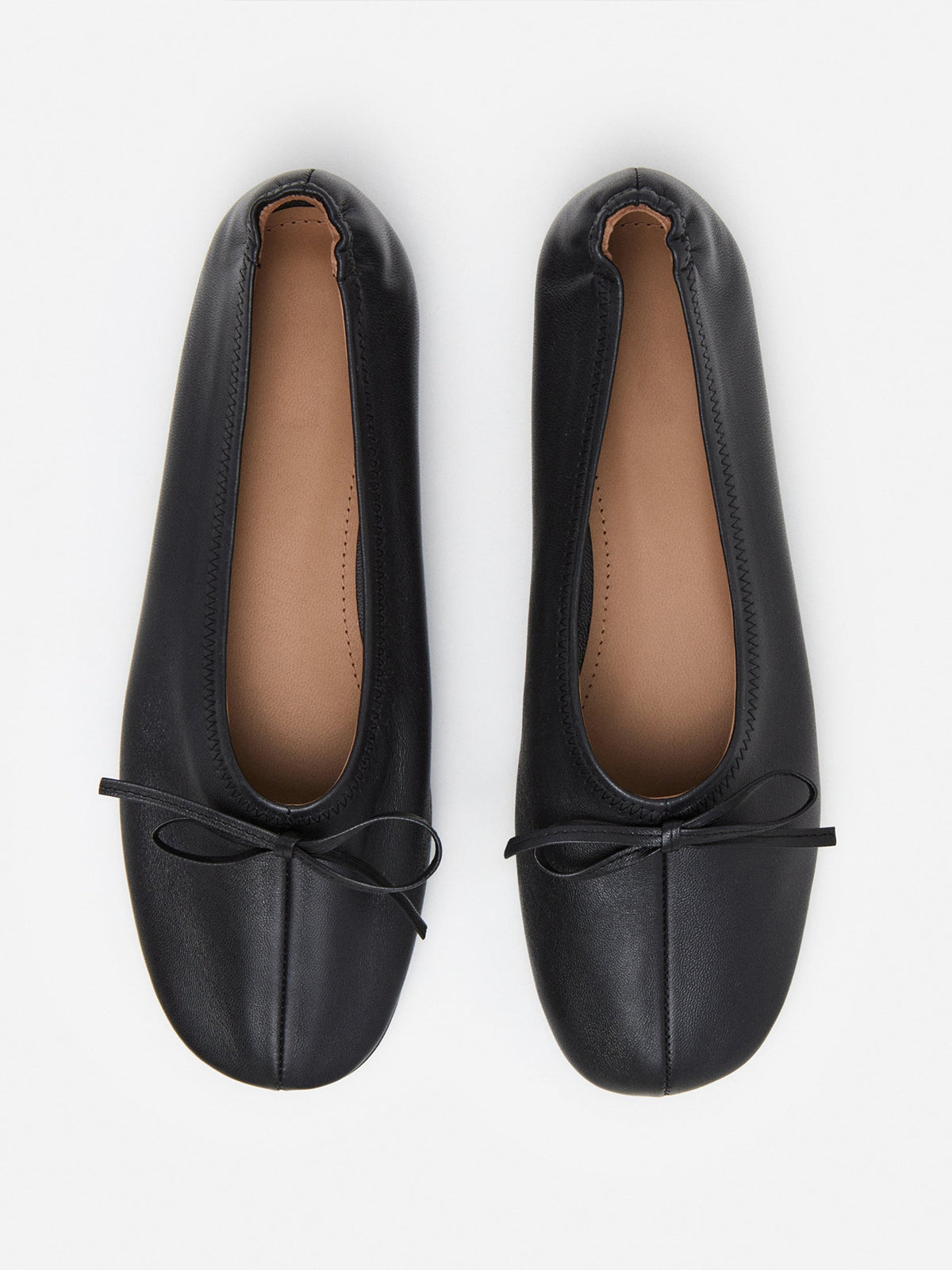 Black Classic Square-Toe Front Bow Simple Chic Ballet Flats