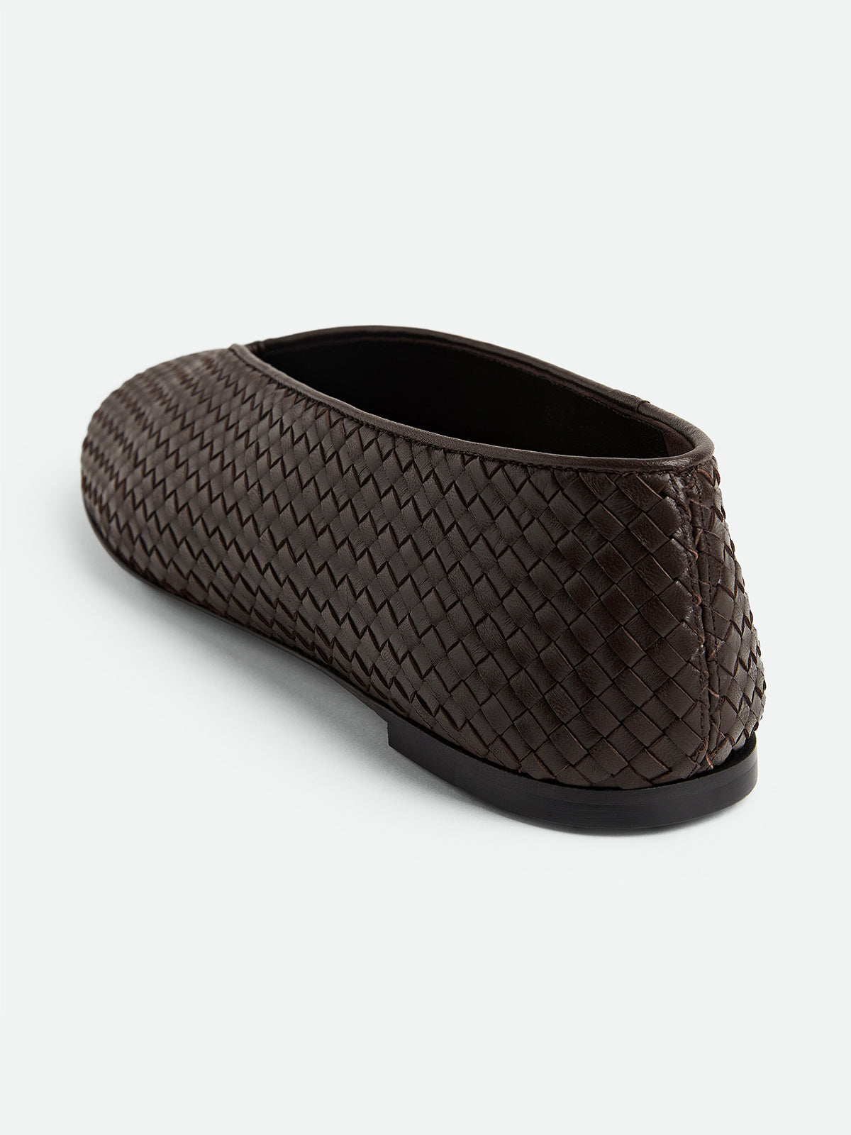 Chocolate Woven Vegan Leather Round-Toe Slip-On Ballet Flats
