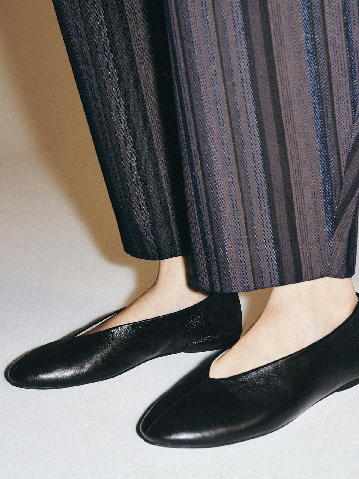 Black Vegan Leather Round-Toe Slip-On Ballet Flats