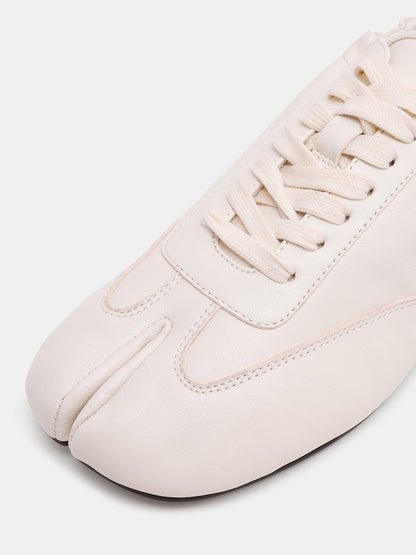 White Split-Toe Classic Lace-Up Flats Sneakers