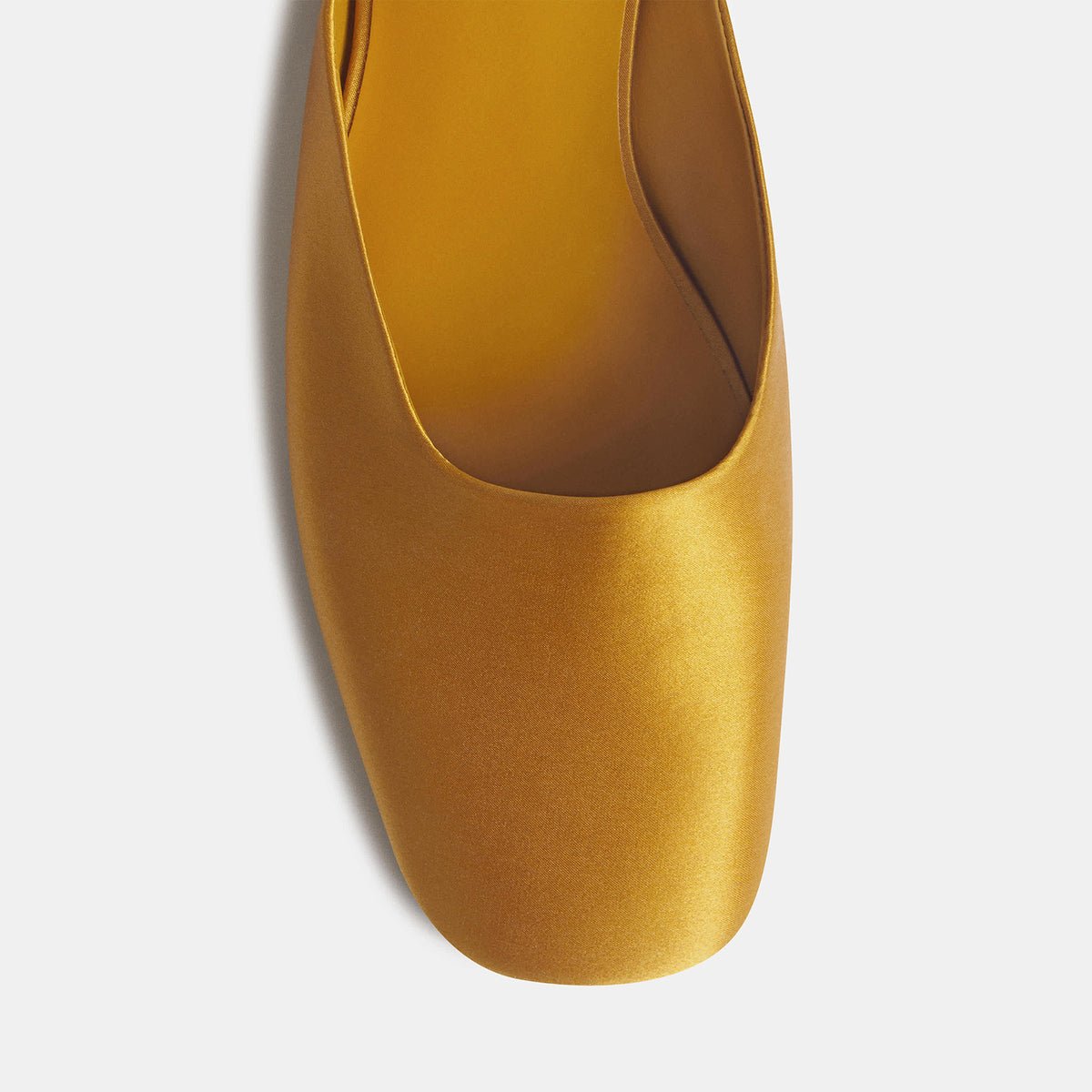 Slip-On Square-Toe Backless Mules Flats - Honey Satin