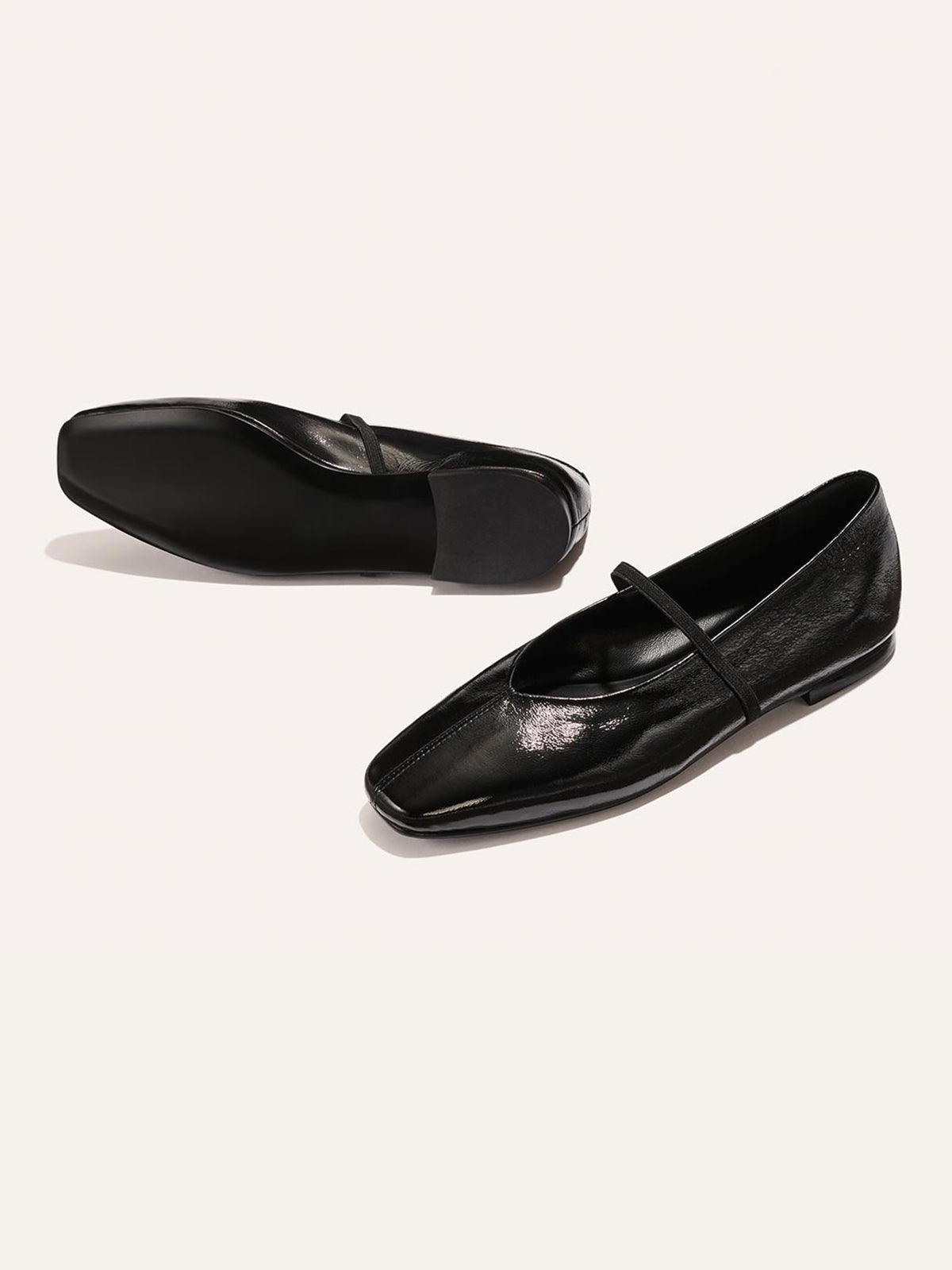 Mary Jane Square-Toe Slip-On Chic Ballet Flats - Black