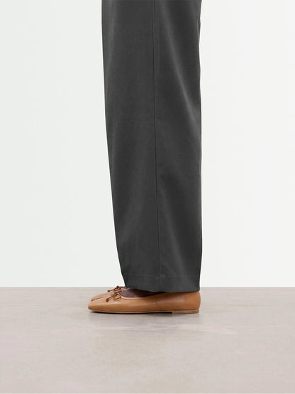 Cognac Classic Square-Toe Front Bow Simple Ballet Flats