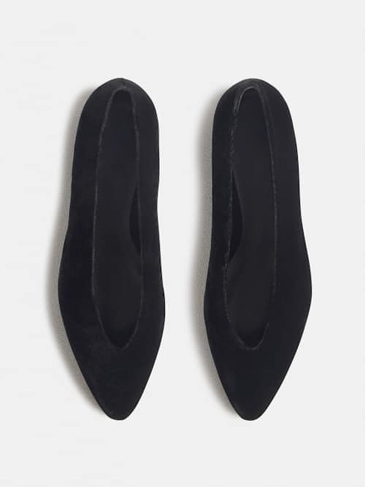 Black Velvet Pointed-Toe Slip-On Ballet Flats
