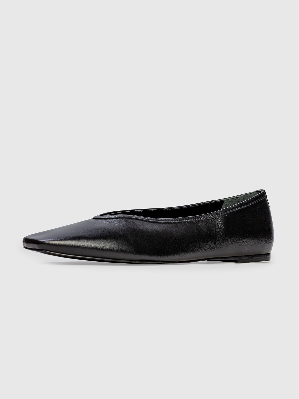 Classic Black Vegan Leather Square-Toe Sleek Chic Ballet Flats
