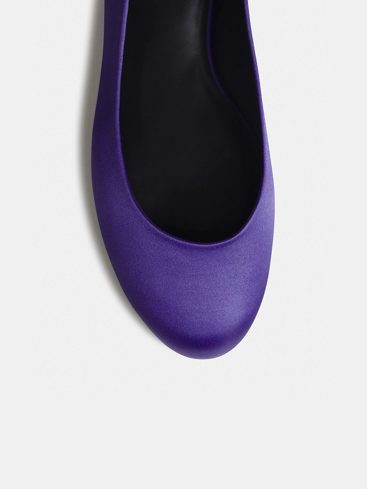 Purple Satin Round-Toe Slip-On Simple Ballet Flats