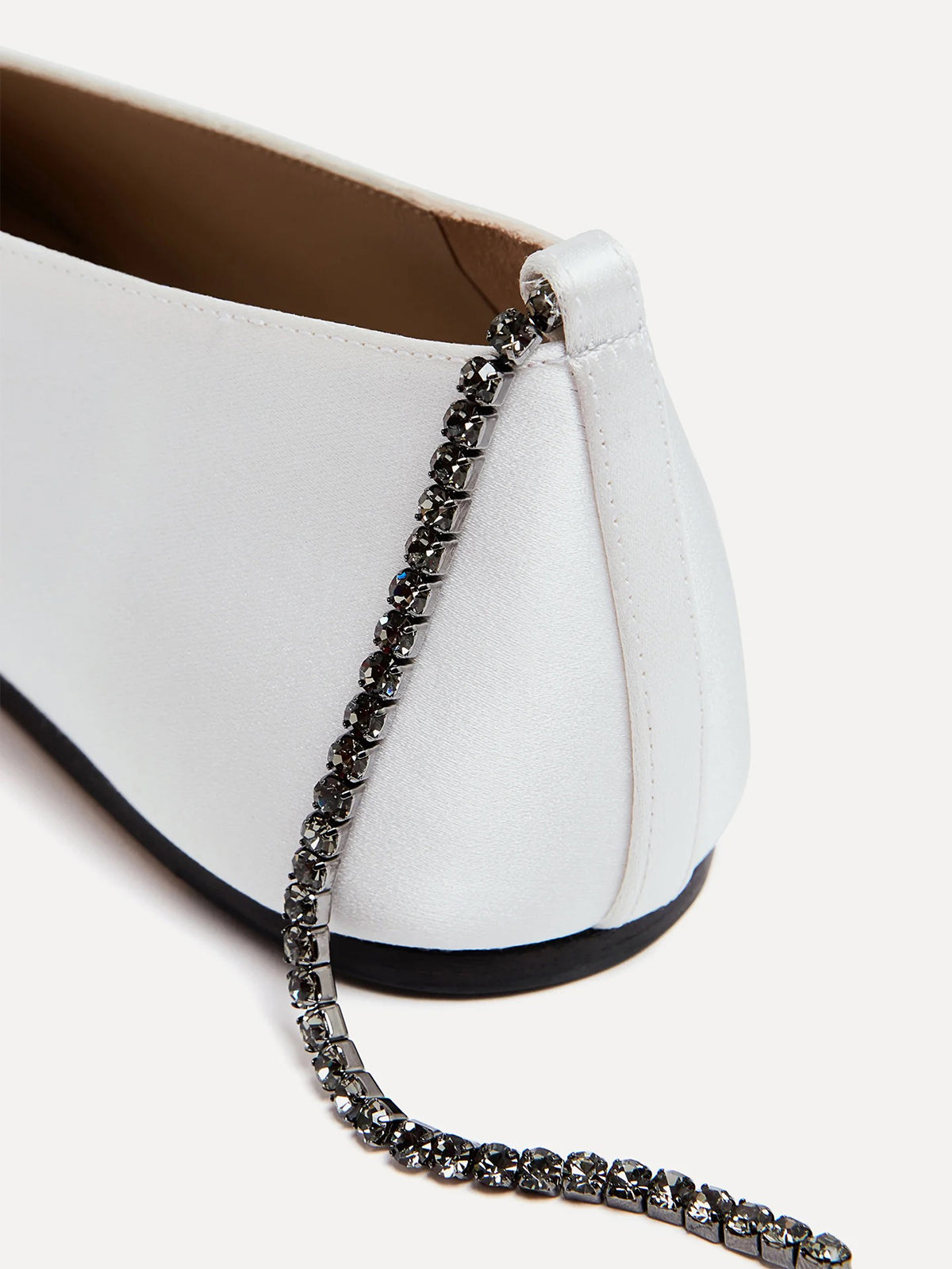 Ivory Satin Square-Toe Slip-On And Ankle Strap Ballet Flats