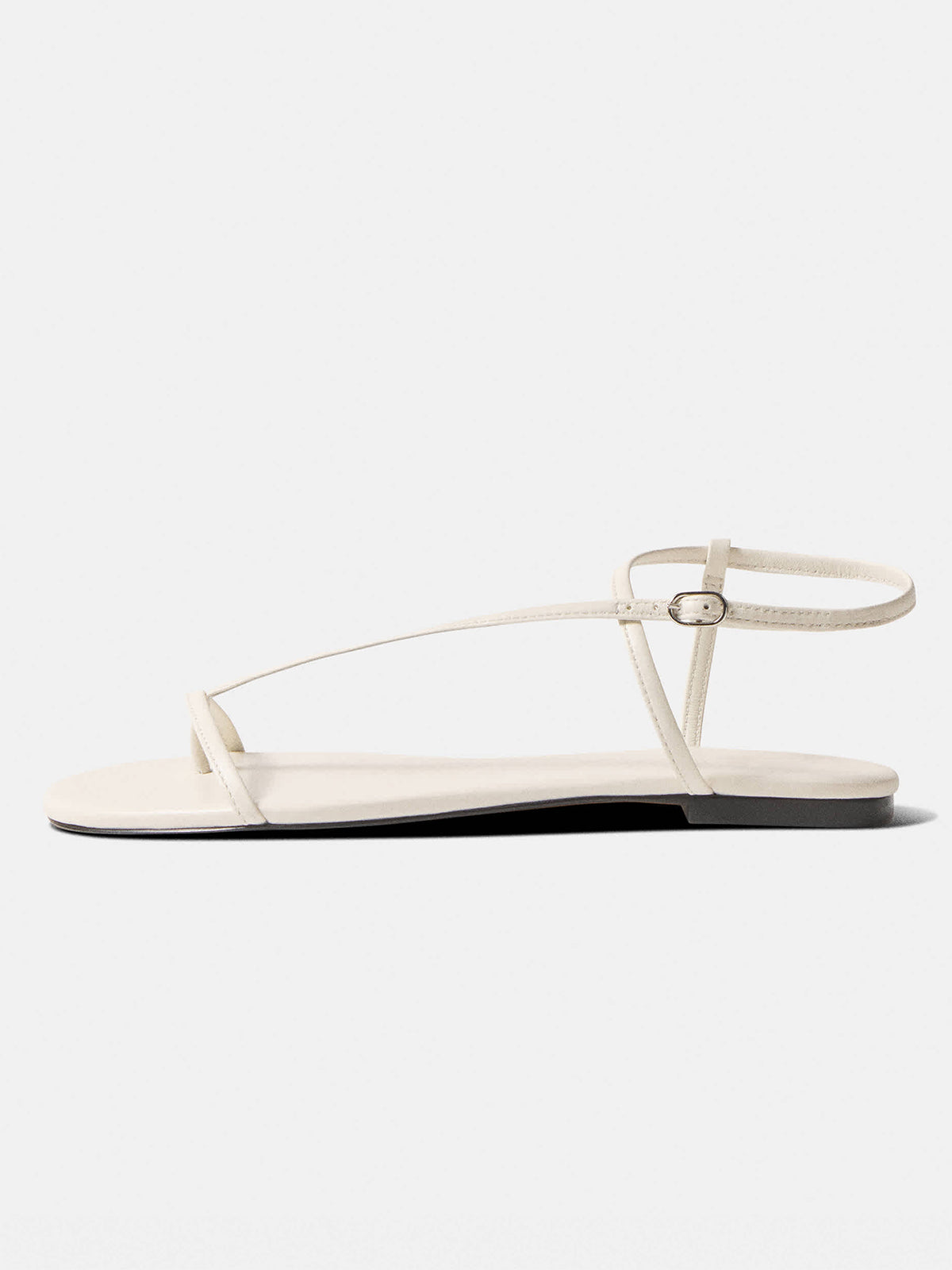 White Square-Toe Back And Ankle Strap Flats Sandals