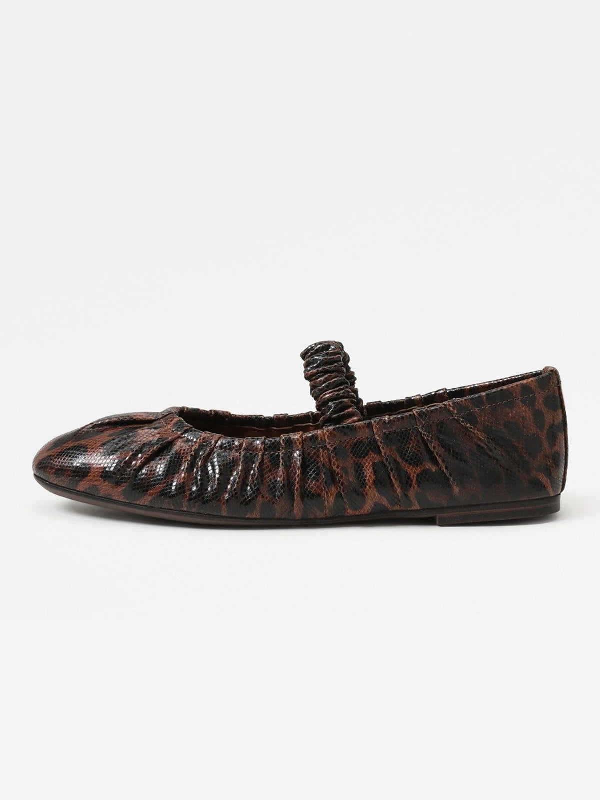 Leopard Pattern Square-Toe Elastic Mary Jane Classic Ballet Flats