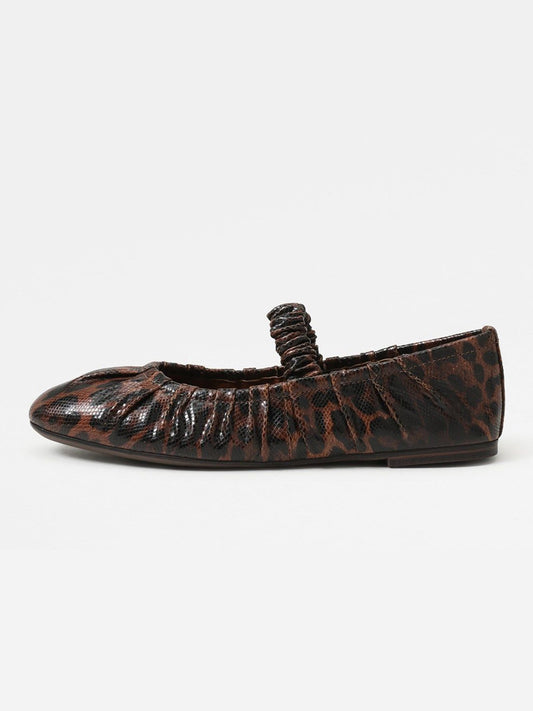 Leopard Pattern Square-Toe Elastic Mary Jane Classic Ballet Flats