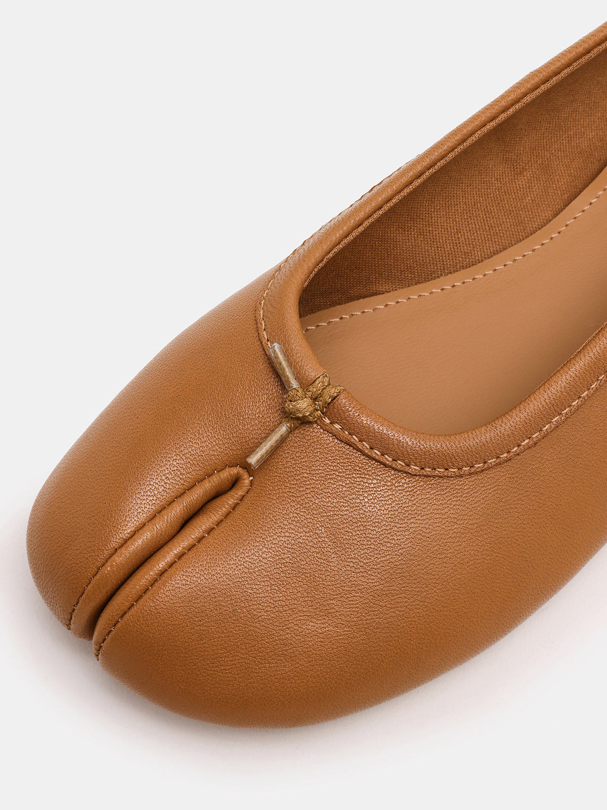 Tan Split-Toe Slip-On Ballet Flats