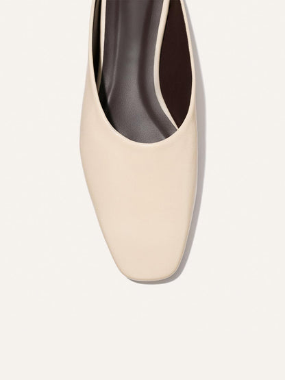 Backless Square-Toe Slip-On Chic Flats - Bone