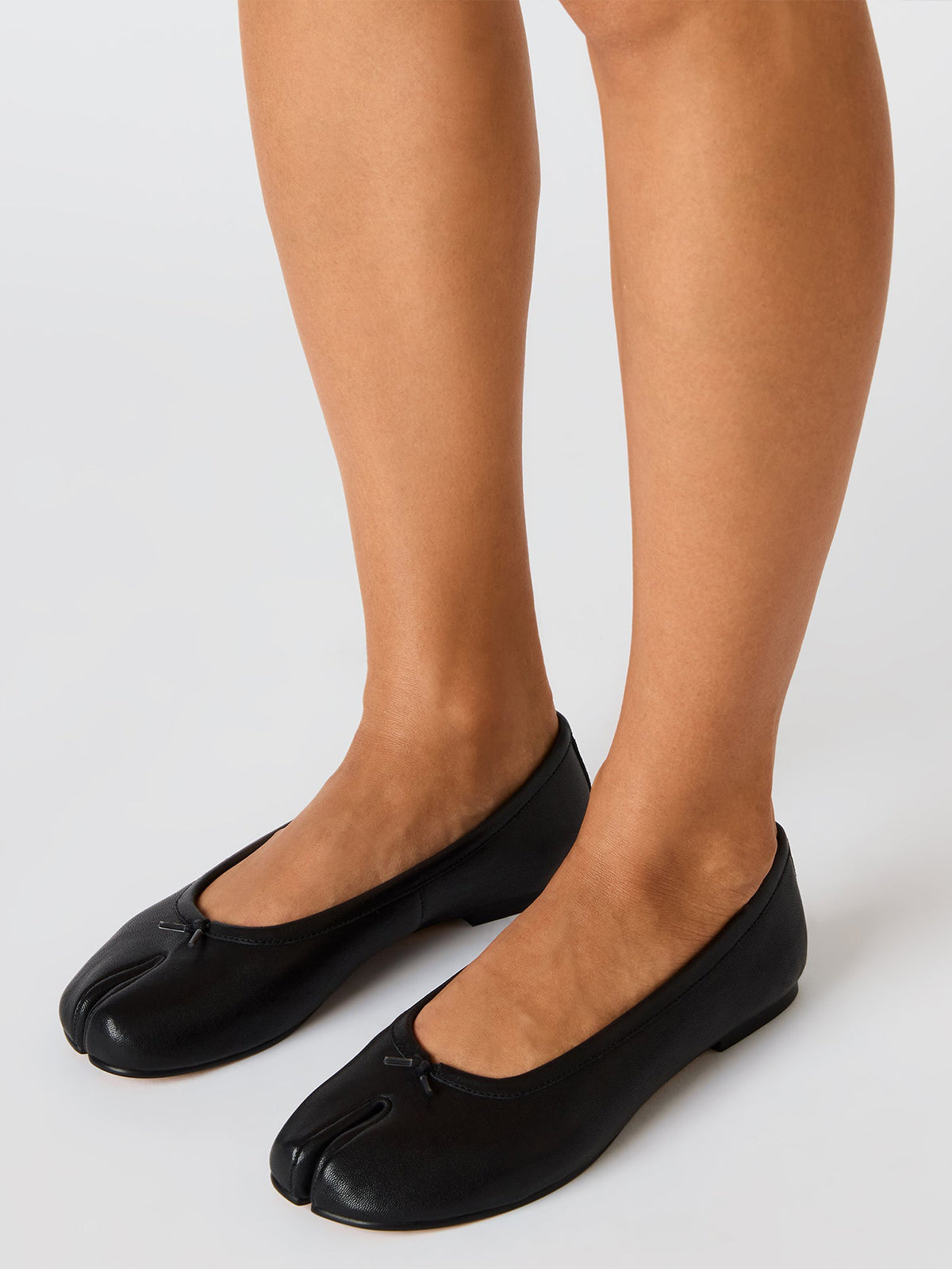 Black Split-Toe Slip-On Ballet Flats