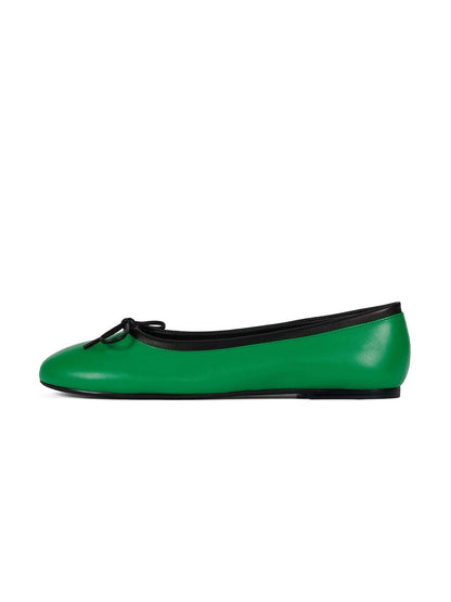 Chic Round-Toe Front Bow Slip-On Ballet Flats - Green