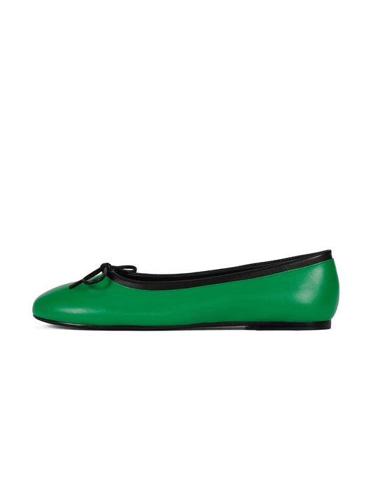 Chic Round-Toe Front Bow Slip-On Ballet Flats - Green