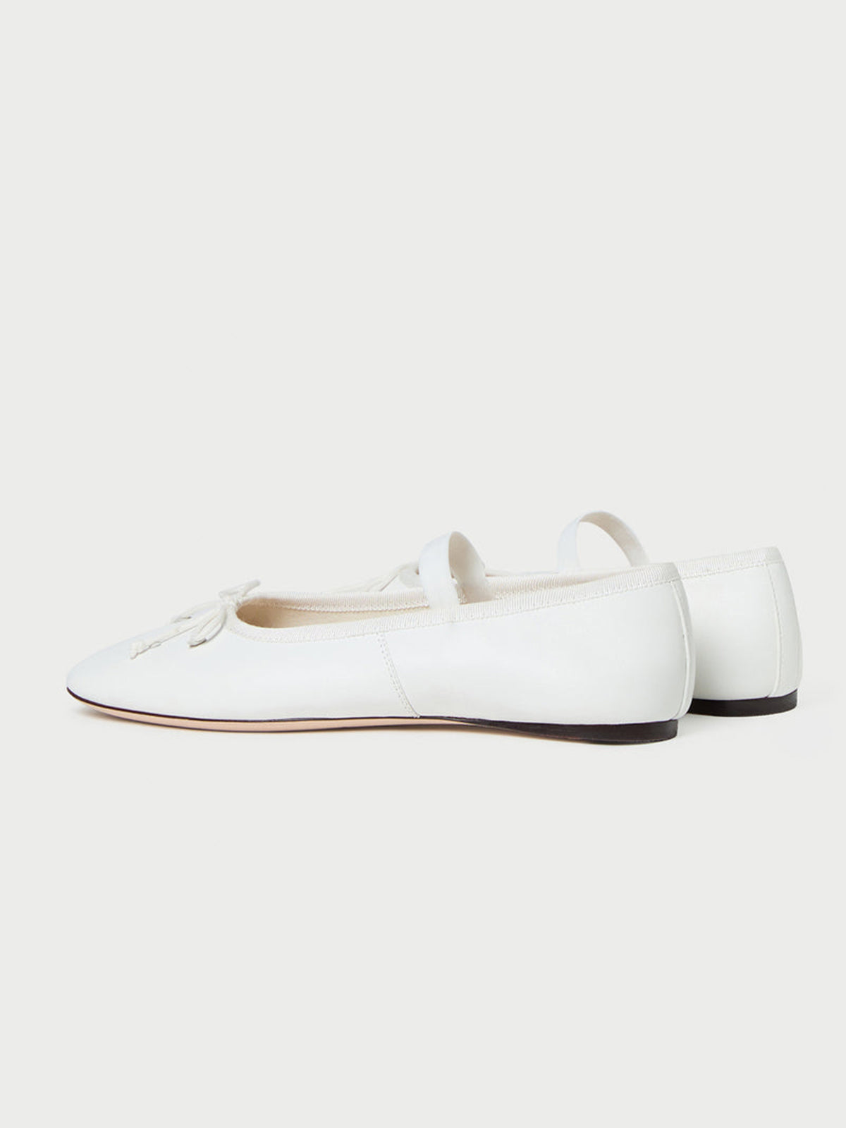 White Vegan Leather Round-Toe Mary Jane Front Bow Ballet Flats