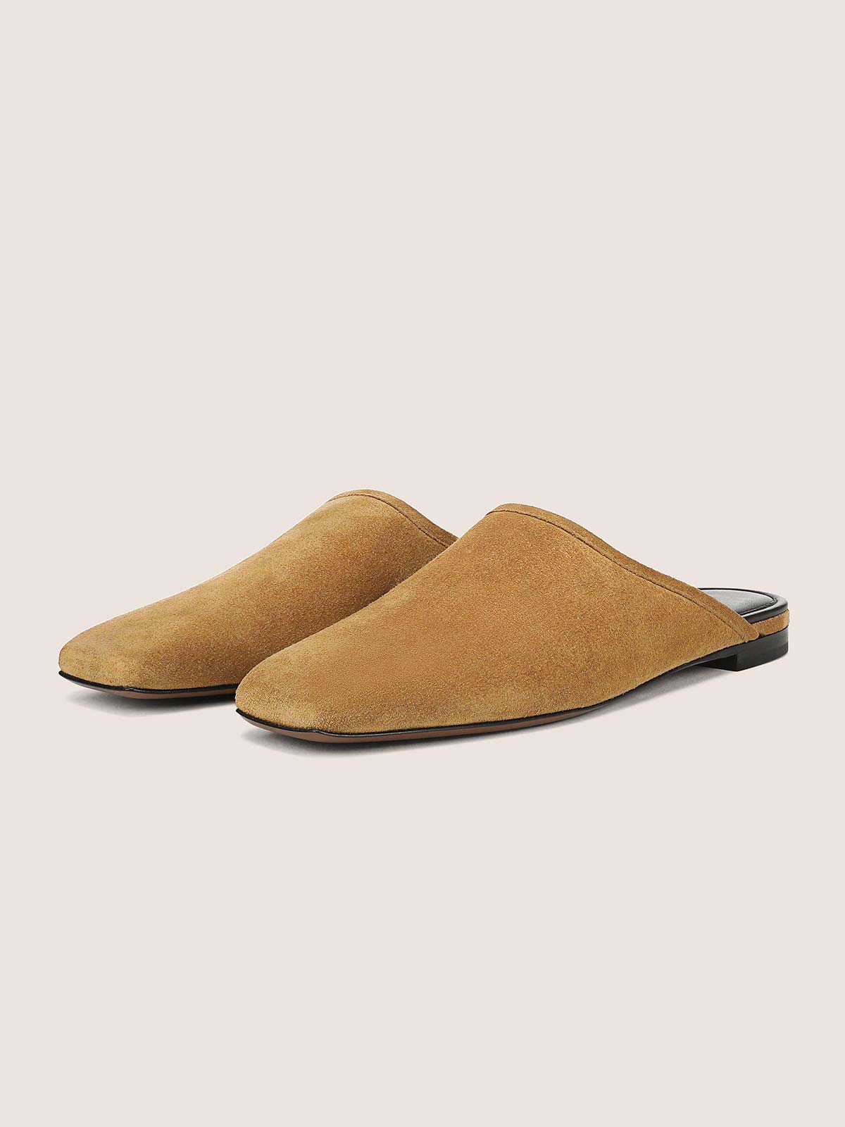 Honey Faux Suede Square-Toe Chic Backless Simple Flats