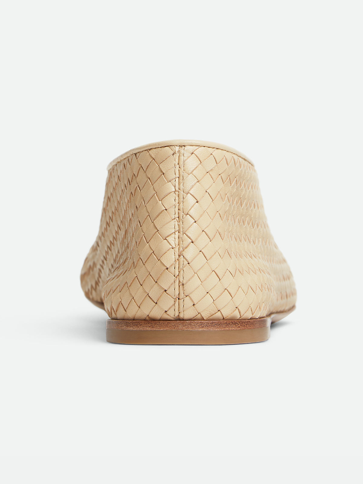 Beige Woven Vegan Leather Round-Toe Slip-On Ballet Flats