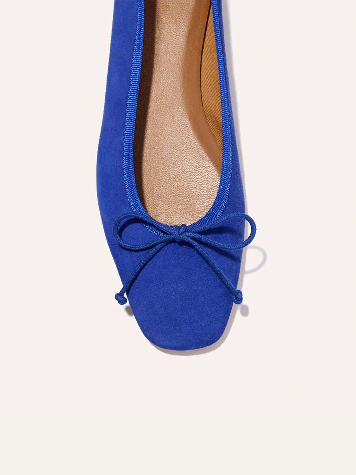 Front Bow Square-Toe Slip-On Chic Ballet Flats - Blue Faux Suede