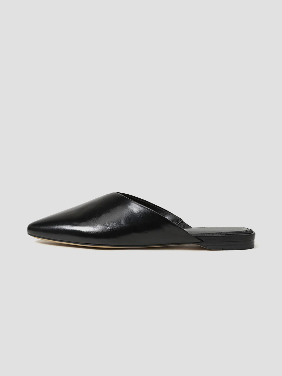 Black Almond-Toe Backless Simple Slip-On Flats