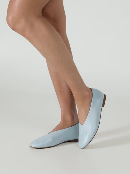 Round-Toe Chic Slip-On Ballet Simple Flats - Blue