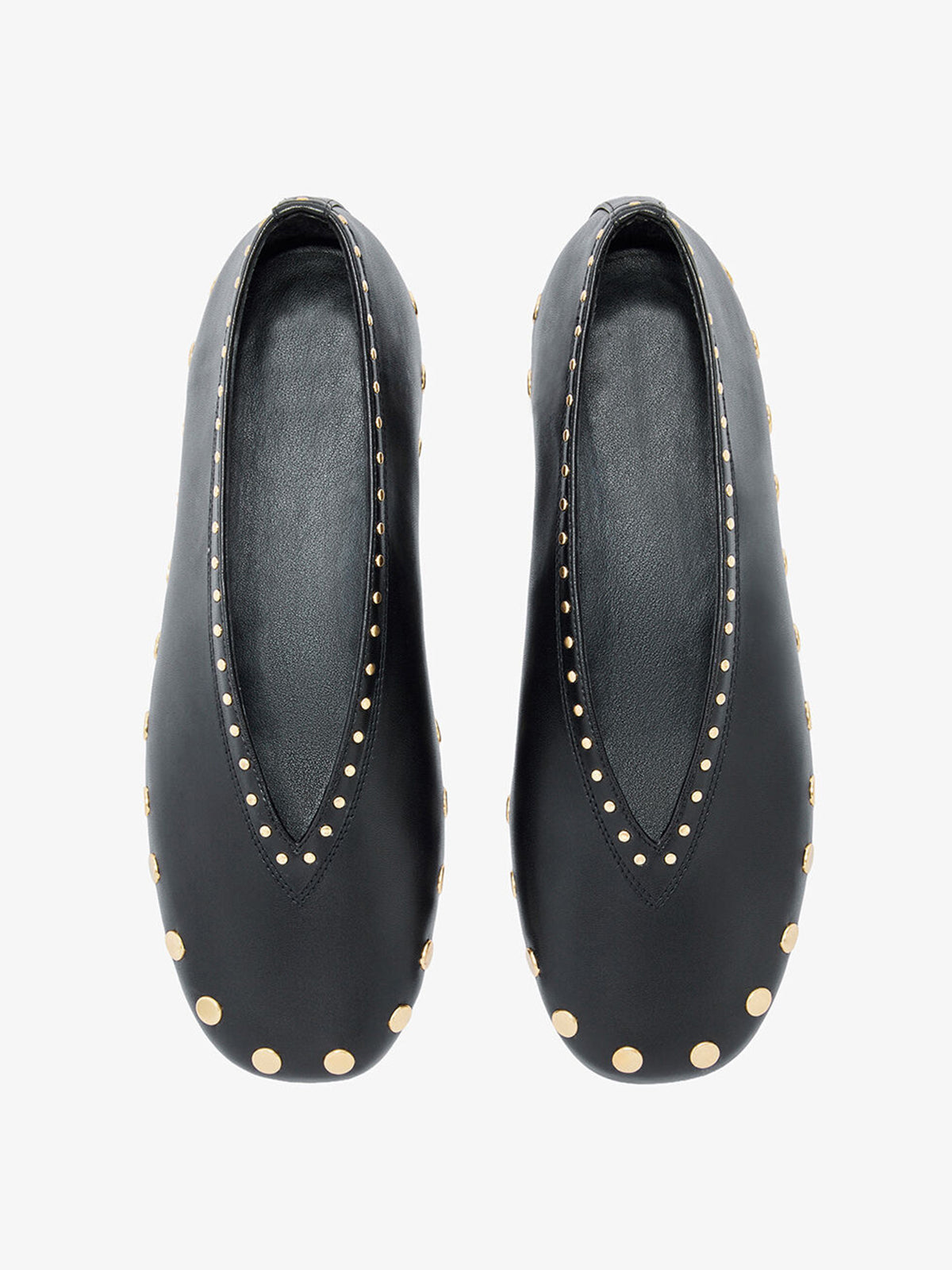 Black Square-Toe Side Studs Slip-On Ballet Flats