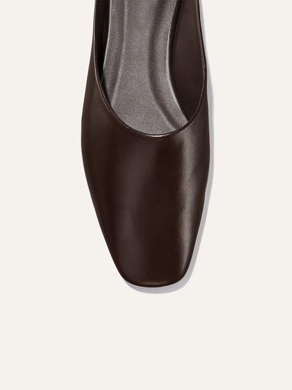 Backless Square-Toe Slip-On Chic Flats - Coffee